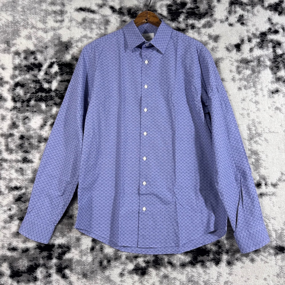Ben Sherman Tailoring Mens Blue Stretch Slim Fit Dress Shirt 15.5